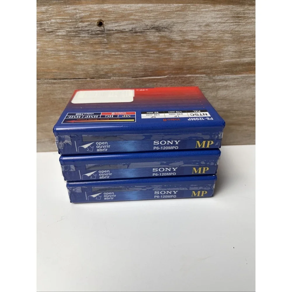 Sony 8mm MP 120 Min Video Cassette Tape P6‑120MP – NEW Sealed – Lot of 3